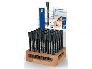 Marker Lumocolor, wodoodporny, gruby, okrągła końcówka, czarny, 30 szt. w displayu, Staedtler