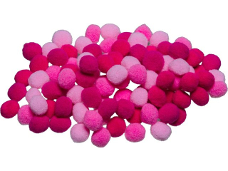 Pompony rozmiar: 10mm ilość: 100 szt kolor: odcienie różowego