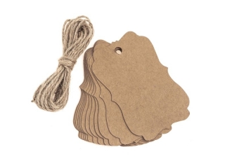 ZAWIESZKI KRAFT ZE SZNURKIEM - SZYLD VINTAGE, 12 SZT. [opakowanie=6szt] DLP25