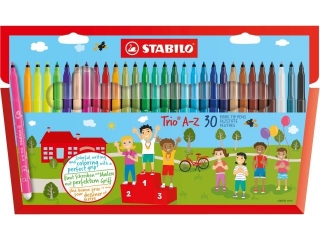 FLAMASTRY TRÓJKĄTNE STABILO TRIO A-Z, PUD. Z ZAW. 30 SZT. (6)