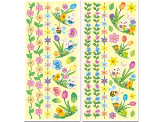Naklejki z brokatem - kwiatki i króliki rozmiar: 10 x 22, 5cm