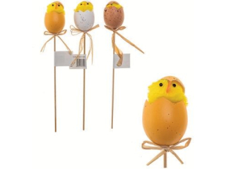 Kurczaczki w skorupce na piku rozmiar: 27cm ilość w opakowaniu: 3 szt kolor: żółty, biały, brązowy
