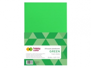 Arkusze piankowe A4, 5 ark, zielony, Happy Color