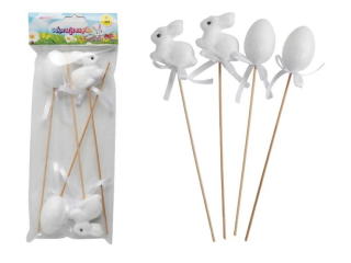 Jajka pisanki i kr�liczki na piku rozmiar: 28, 5 cm ilo�� w opakowaniu: 4 szt kolor: bia�y