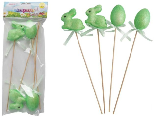 Jajka pisanki i kr�liczki na piku rozmiar: 28, 5 cm ilo�� w opakowaniu: 4 szt kolor: zielony