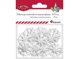 Dekoracje samoprzylepne materia�owe p�atki �niegu 35x35mm bia�e 15szt.
