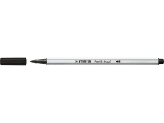 Flamaster STABILO Pen 68 brush czarny [opakowanie=10szt]