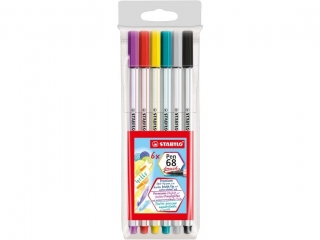 Flamaster STABILO Pen 68 brush etui 6 szt. [opakowanie=10szt]