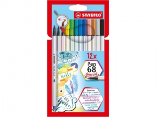 Flamaster STABILO Pen 68 brush etui kartonowe 12 szt. [opakowanie=6szt]