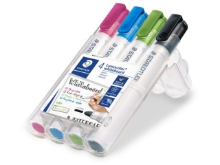 Marker Lumocolor whiteboard, okrągły, 4 kol. (20, 30, 53, 9) w etui, Staedtler