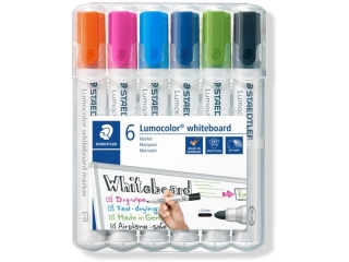 Marker Lumocolor whiteboard, okrągły, 6 kol. (4, 20, 30, 3, 53, 9) w etui, Staedtler