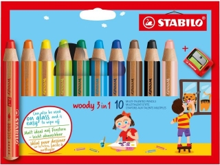 STABILO woody 3 w 1 kredki etui z temperówką 10 szt. 880/10-2
