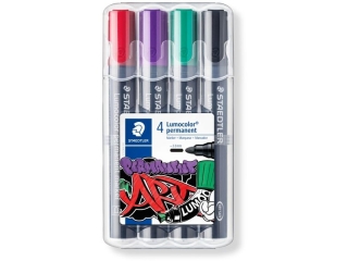 Marker Lumocolor ART, wodoodporny, okrągła końcówka, 4 kol. w etui, Staedtler