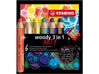 STABILO woody 3 w 1 kredki etui z temperówką 6 szt. ARTY 8806-1-20