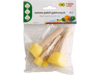 Pędzel gąbkowy okrągły, mix 4 wielkości, Happy Color