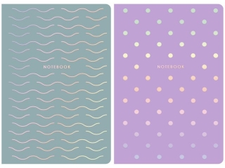Brulion A5 linia 80k kremowy papier, "Wavesxdots" [opakowanie=4szt]