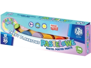 Farby plakatowe pastelowe Astra 12 kol x 20 ml PREMIUM BOX [opakowanie=4szt]