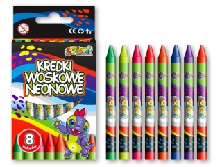 PENMATE KOLORI PREMIUM KREDKI WOSKOWE NEONOWE DINO 8 KOLORÓW