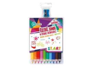 Kredki Jumbo w oprawie drewnianej 10 kolorw + temperwka [opakowanie=8szt]