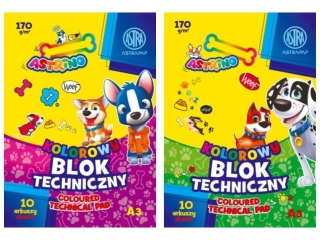 Blok kolorowy barwiony w masie ASTRAPAP A3 170g 10 ark "Astrino" [opakowanie=10szt]