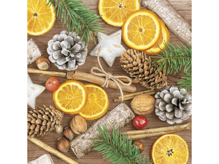 Serwetki POL-MAK GWIAZDKA Maki Lunch 33cm 20szt. Winter Decorations with Cinnamon and Nuts SL_GW_020601  [opakowanie=12szt]