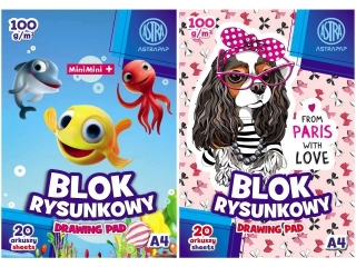 Blok rysunkowy ASTRAPAP A4 100g 20 ark "PuppyxUnicornxMini" (32.89 proc.) ASPROM