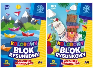 Blok kolorowy barwiony w masie ASTRAPAP A4 80g 15 ark [opakowanie= 10szt]