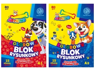 Blok kolorowy barwiony w masie  ASTRAPAP A3 80g 15 ark "Astrino" [opakowanie=10szt]