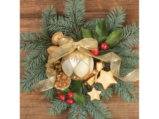 Serwetki POL-MAK GWIAZDKA Daisy Lunch 33cm 20szt. Gold Bauble on Spruce Twigs SD_GW_015401  [opakowanie=24szt]