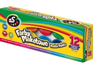 Farby plakatowe AS 12 kol x 20 ml [opakowanie=4szt]