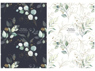 Brulion A4 linia 80k kremowy papier, "World wonders" [opakowanie=4szt]