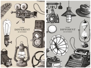 Brulion A6 kratka 80K kremowy papier, "Think different" [opakowanie=4szt]