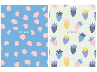Brulion A6 kratka 80K kremowy papier, "Strawberry smoothie" [opakowanie=4szt]