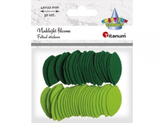 Naklejki filcowe liście 40x22mm jasnozielone, zielone 50szt.