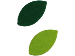 Naklejki filcowe licie 40x22mm jasnozielone, zielone 50szt.