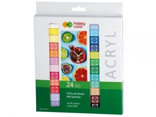 Farba akrylowa zestaw 24 kolorów x 12 ml, Happy Color