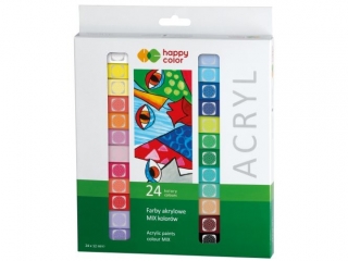 Farba akrylowa hobby, zestaw 24 kolorów x 12 ml, Happy Color