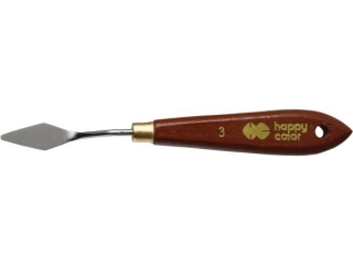 Szpachelka malarska nr 3, uchwyt drewno bukowe, Happy Color [opakowanie=24szt]