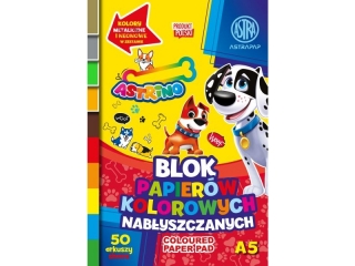 Blok papierw kolorowych nabyszczanych ASTRINO A5, 50k [opakowanie=10szt]