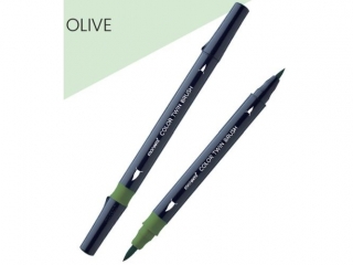 Marker wodny dwustronny z p�dzelkami o dw�ch grubo�ciach MONAMI oliwkowy - 12 szt. op. [opakowanie=12szt]
