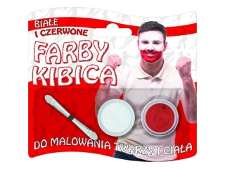 Farby kibica do malowania twarzy 2 kolory biały/czerwony