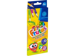 Kredki owkowe zapachowe trjktne ASTRA FRUTOS - 12 kolorw [opakowanie=12szt]