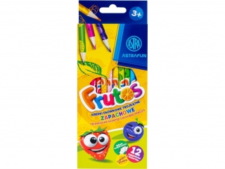 Kredki owkowe zapachowe trjktne ASTRA FRUTOS - 12 kolorw [opakowanie=12szt]