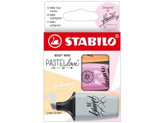 Zakrelacz STABILO BOSS MINI Pastellove 3 szt. etui mix kolorw [opakowanie=10szt]