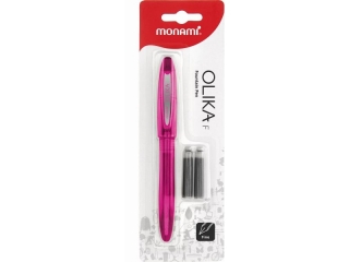 Pi�ro wieczne stal�wka typu F OLIKA MONAMI czerwony tusz + 2 naboje atramentowe - 1+2 szt. blister