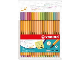 Cienkopis STABILO point 88 etui kartonowe 18 szt. (nowe kolory 2021 i 2022) [opakowanie=5szt]