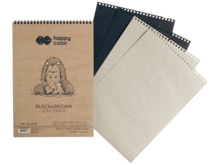 Szkicownik na spirali BLACKxBROWN A4, 50 ark, 2 kolory, 80g, Happy Color [opakowanie=5szt]