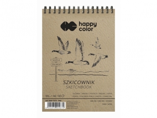 Szkicownik na spirali PTAKI A6, biay, 80 ark, 90g, Happy Color [opakowanie=5szt]