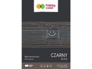 Blok techniczny czarny A3, 170g, 10 ark, Happy Color [opakowanie=10szt]