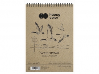 Szkicownik na spirali PTAKI A5, biay, 80 ark, 90g, Happy Color [opakowanie=5szt]